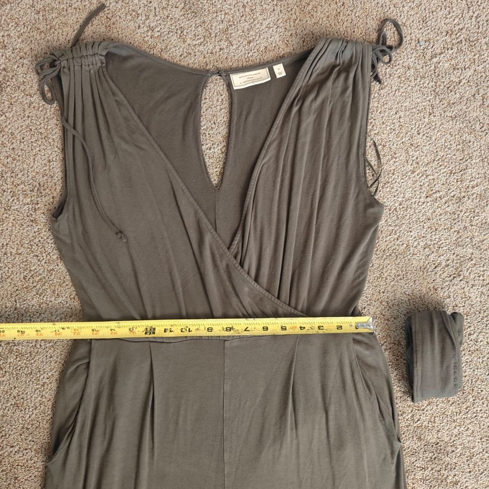Anthropologie Moulinette Soeurs Olive Green Wide Leg Jumpsuit M  Stretch - Picture 12 of 13